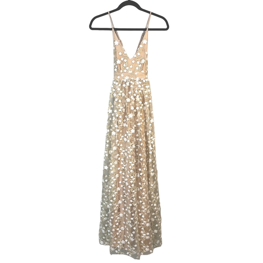 Altar’d State Caledonia Formal Dress Glistening Gold Detail